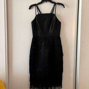 shop black leather dress Olivia Black Vegan Leather Dress main image 1